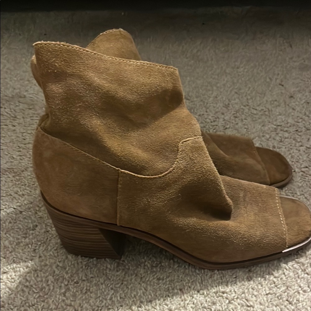 Lucky Brand Brown Open-Toe Ankle Booties